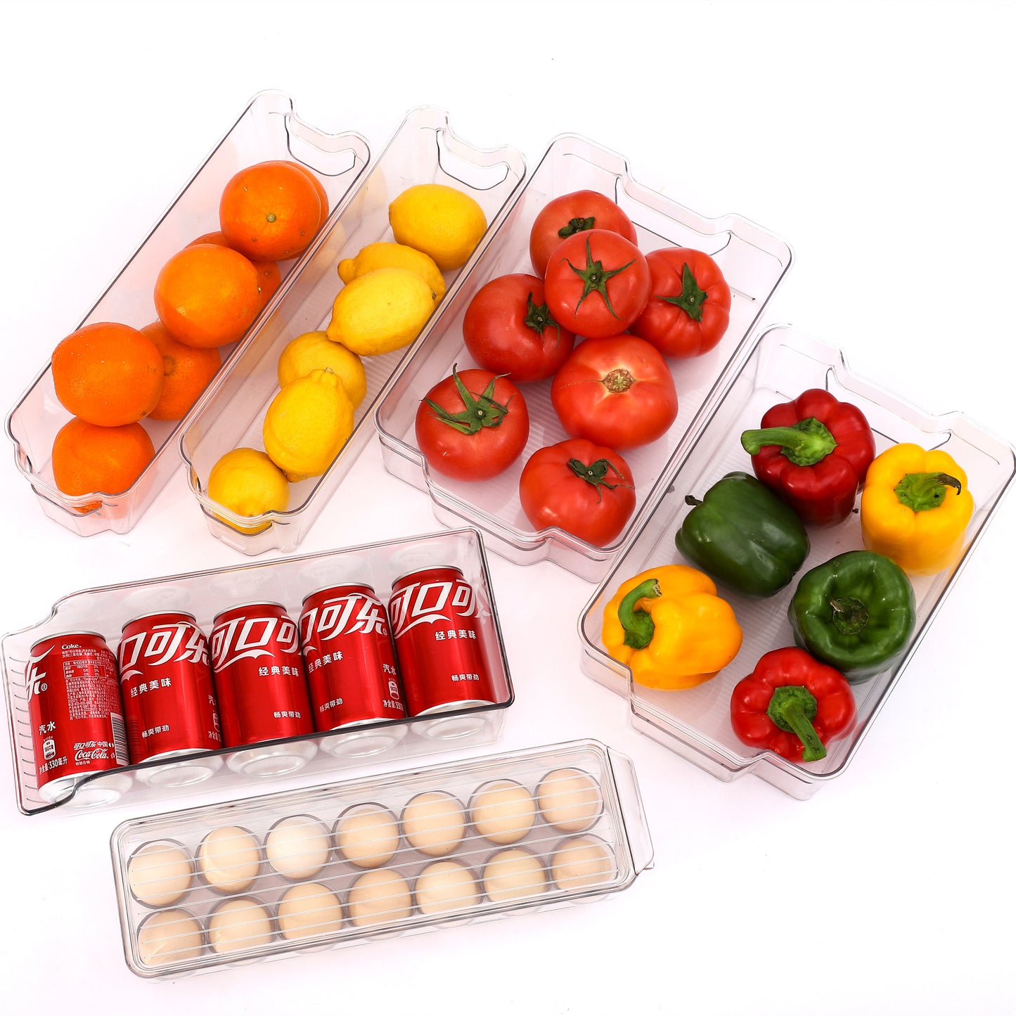6 pieces Refrigerator Organizer Refrigerator Storage Set Plastic Transparent