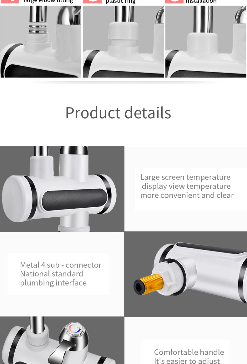 Kitchen Electric Water Tap Water Heater Temperature Display Cold Heating