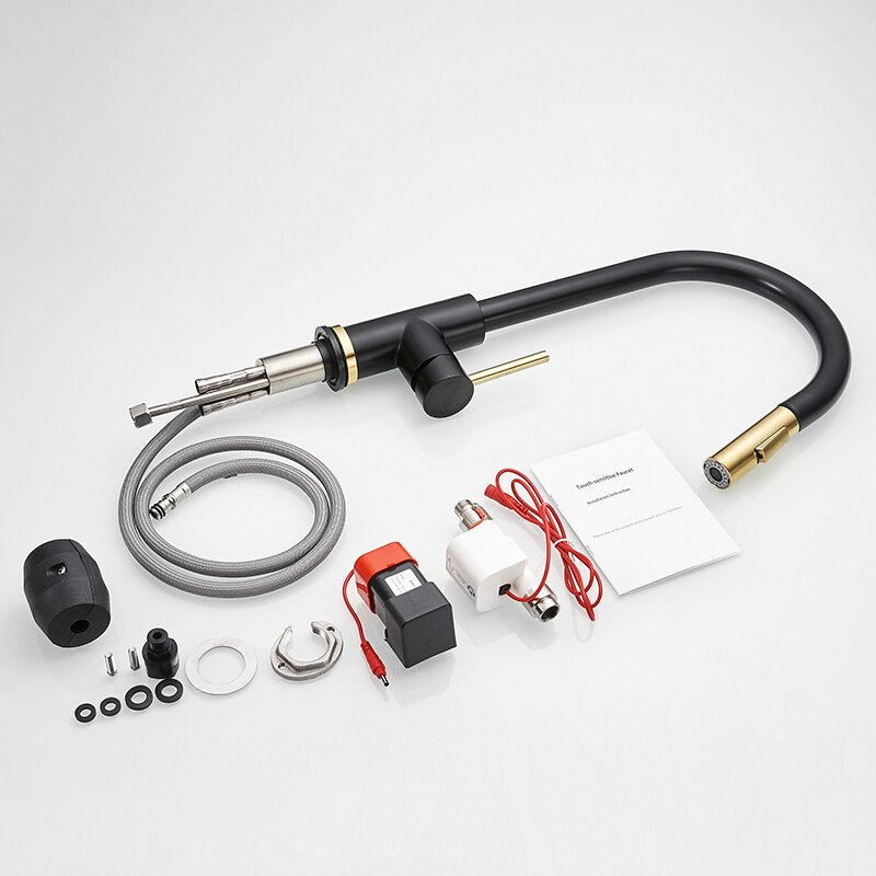 Sensor Kitchen Faucets Brushed Gold Smart