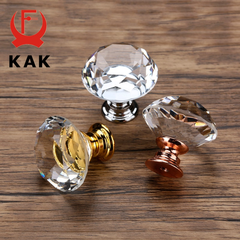 Diamond Shape Design Crystal Glass Knobs