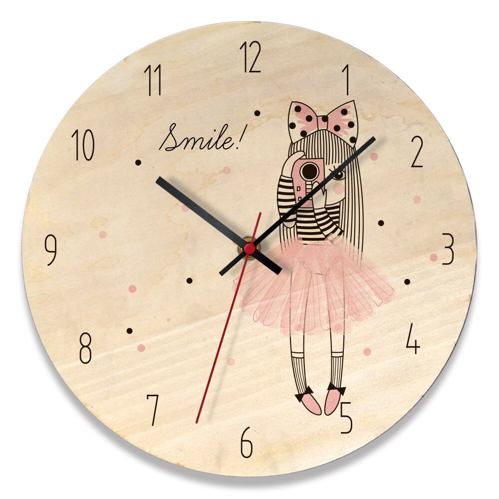 Nordic Cartoon creative Pink Princess wall clock