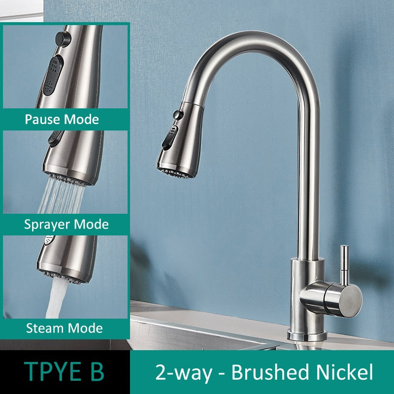 Brushed Gold Kitchen Faucet Pull Out Kitchen Sink
