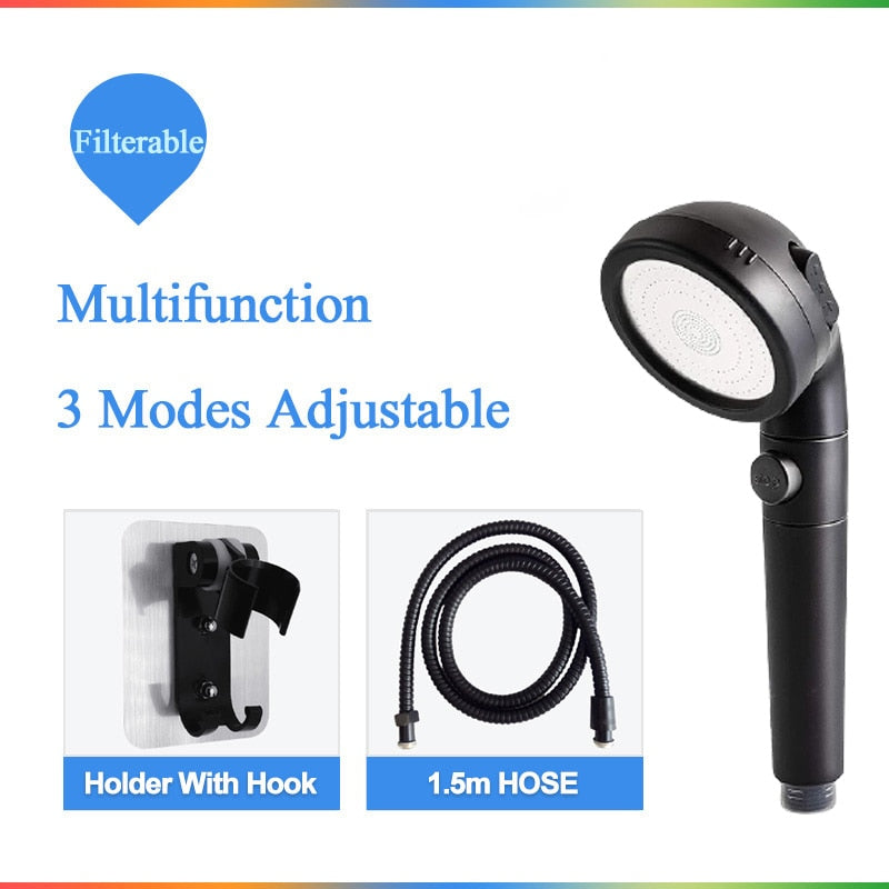Bathroom 3-Function SPA Shower Head with Switch