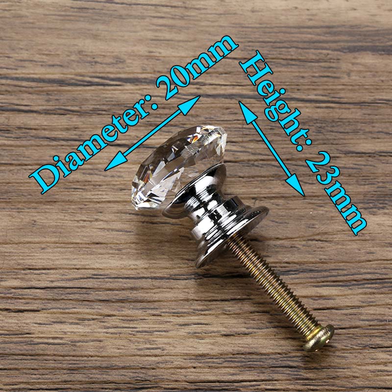 Diamond Shape Design Crystal Glass Knobs Cupboard