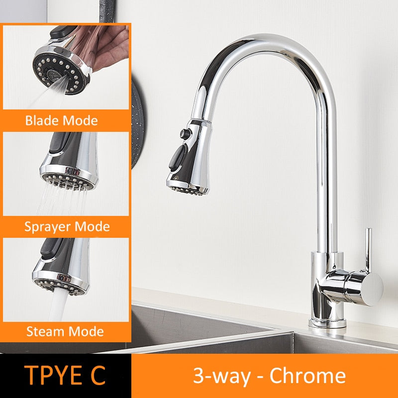 Brushed Gold Kitchen Faucet Pull Out Kitchen Sink