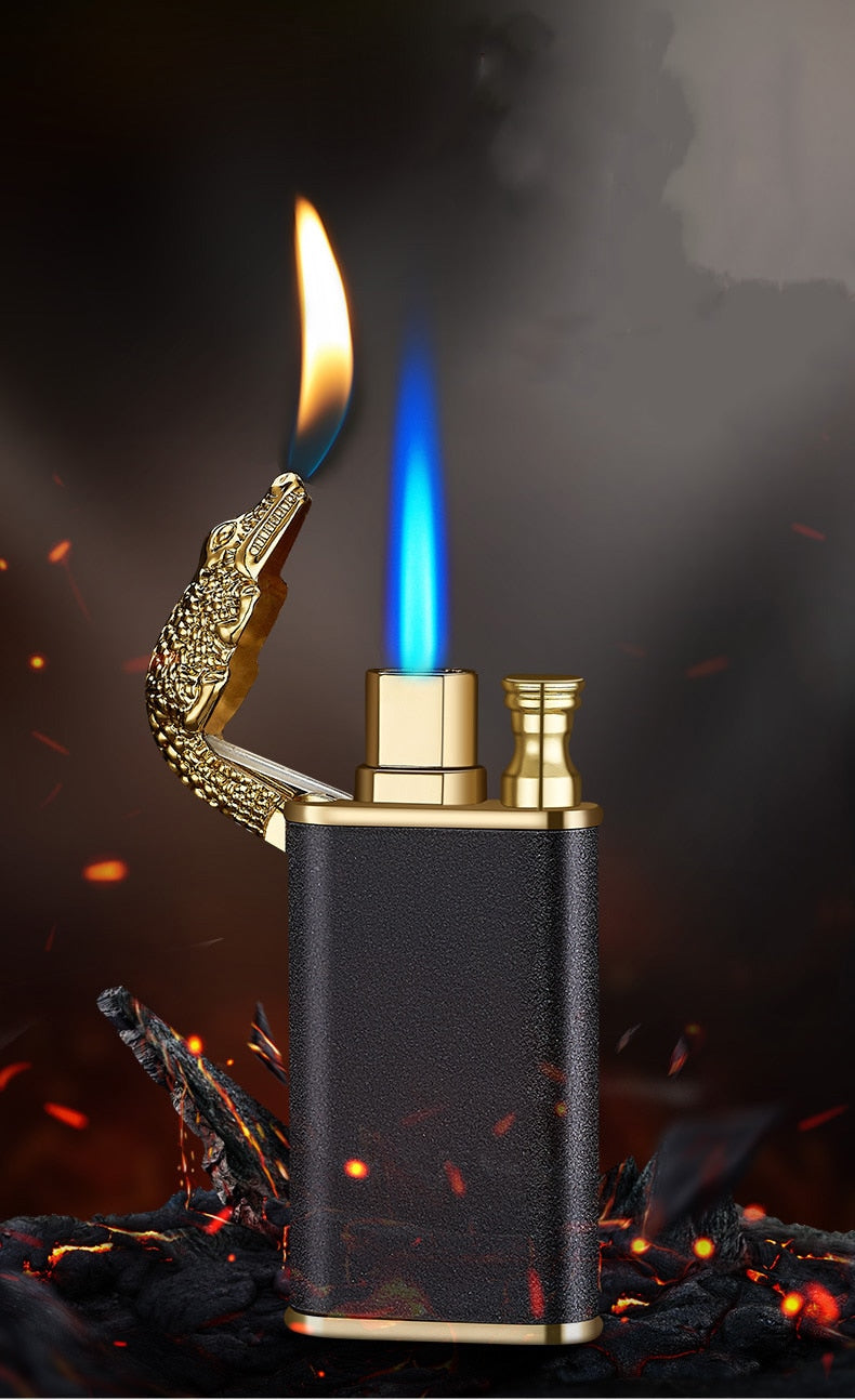 New Blue Flame Metal Crocodile Dolphin Double