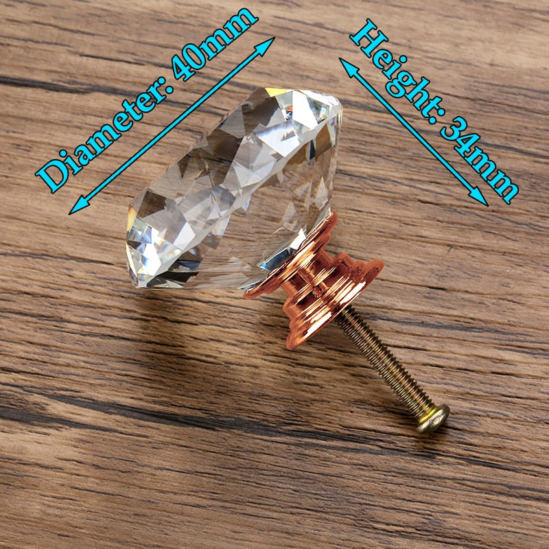 Diamond Shape Design Crystal Glass Knobs Cupboard