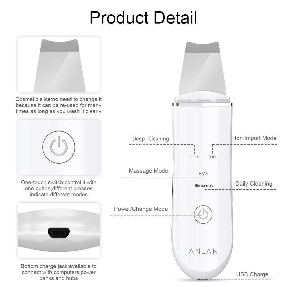 Ultrasonic Skin Scrubber Deep Face Cleaning