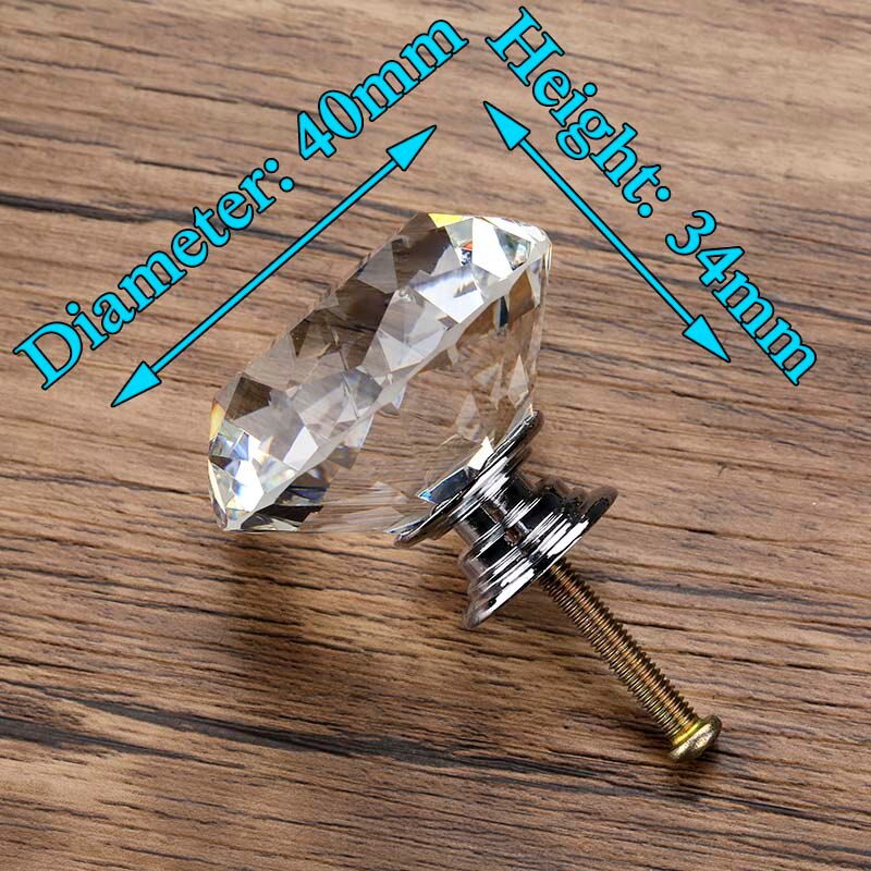 Diamond Shape Design Crystal Glass Knobs Cupboard