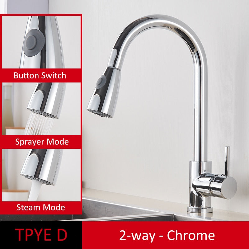 Brushed Gold Kitchen Faucet Pull Out Kitchen Sink