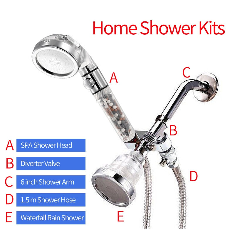 Bathroom 3-Function SPA Shower Head with Switch