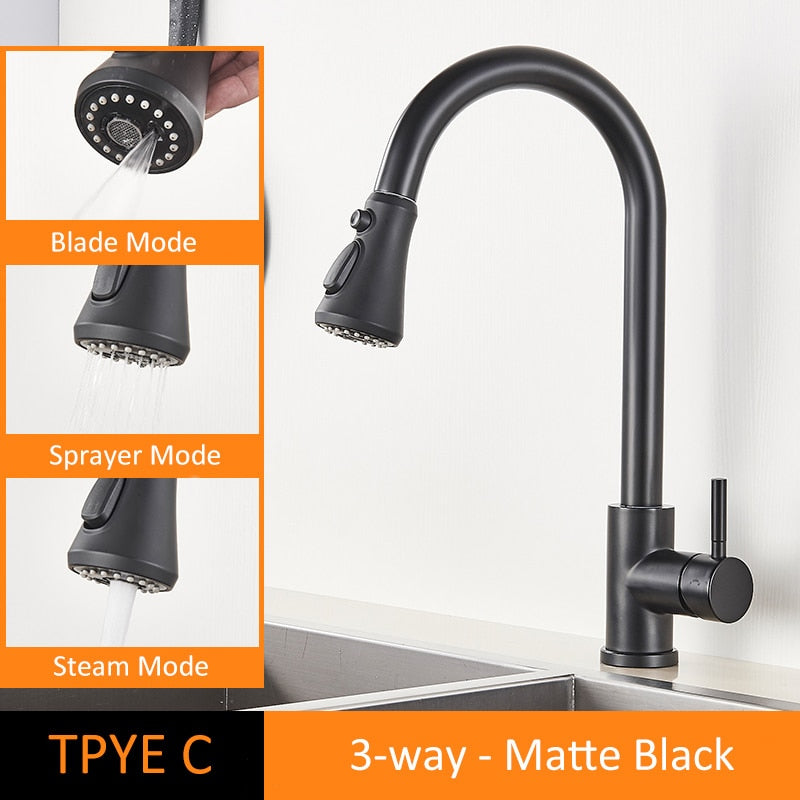 Brushed Gold Kitchen Faucet Pull Out Kitchen Sink