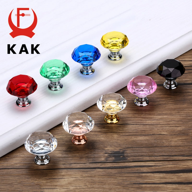 Diamond Shape Design Crystal Glass Knobs Cupboard