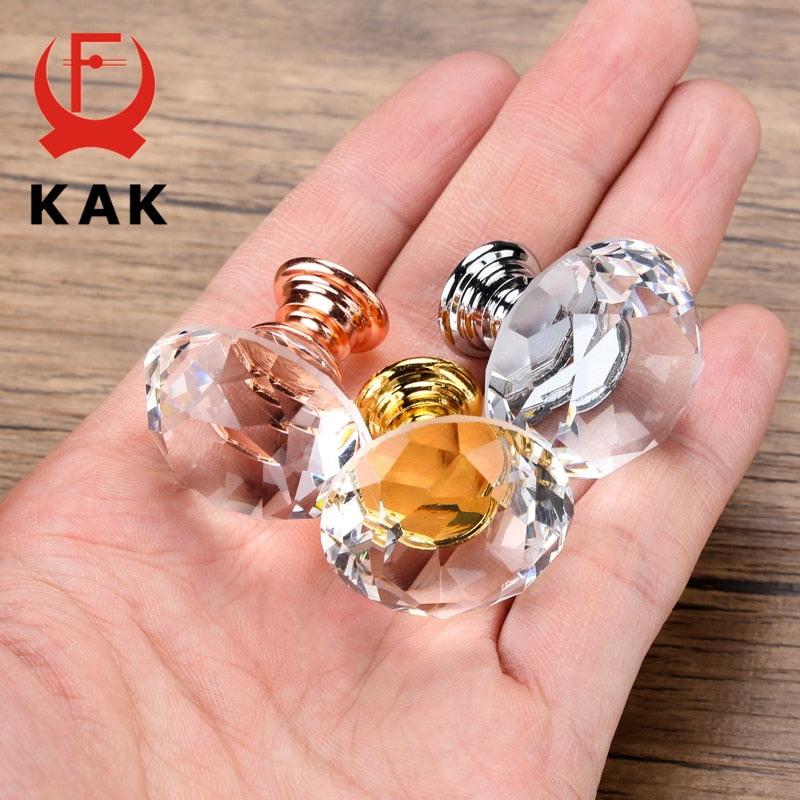 Diamond Shape Design Crystal Glass Knobs Cupboard