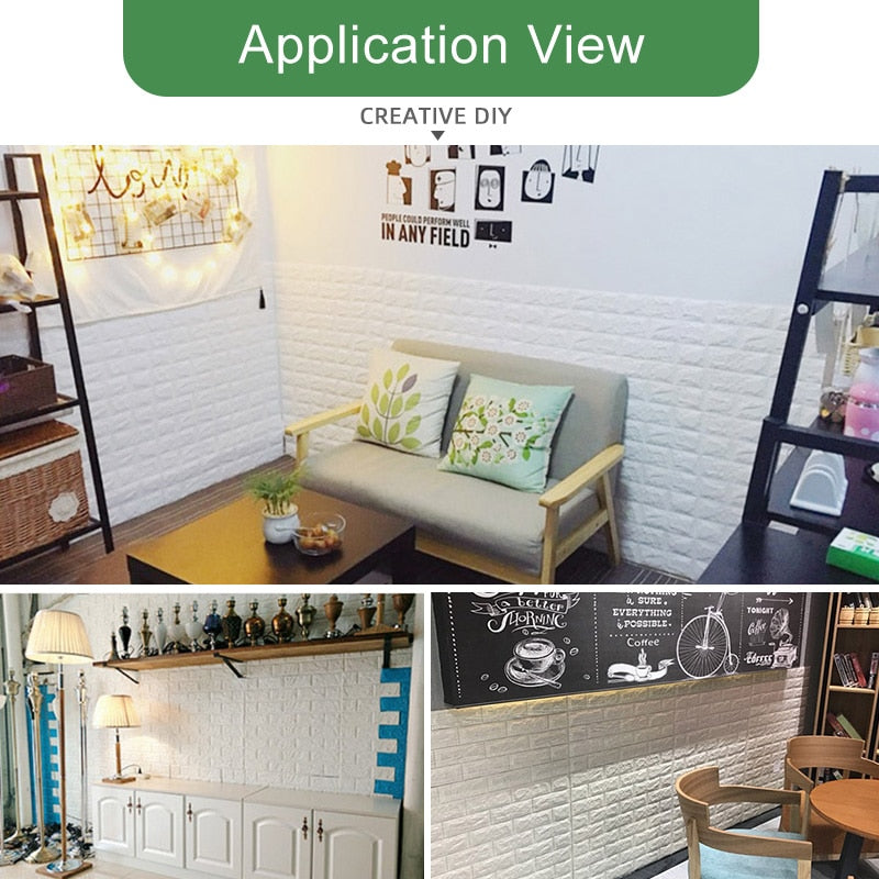 3D Brick Wall Stickers DIY Decor Self-Adhesive Waterproof