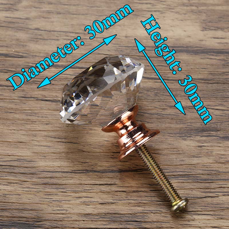 Diamond Shape Design Crystal Glass Knobs Cupboard
