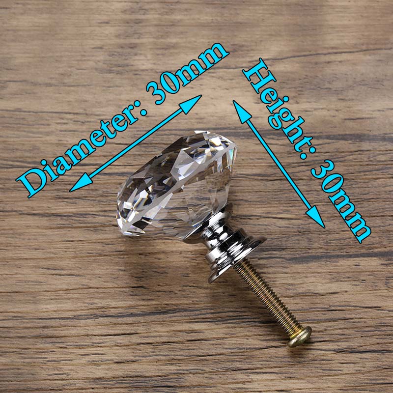 Diamond Shape Design Crystal Glass Knobs Cupboard