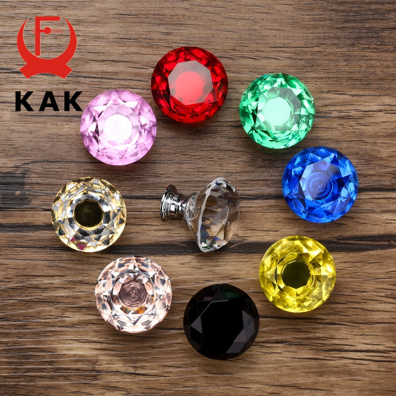 Diamond Shape Design Crystal Glass Knobs Cupboard