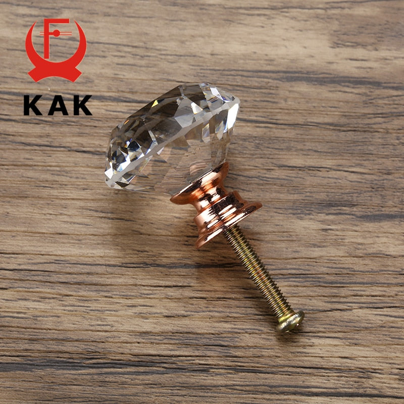 Diamond Shape Design Crystal Glass Knobs