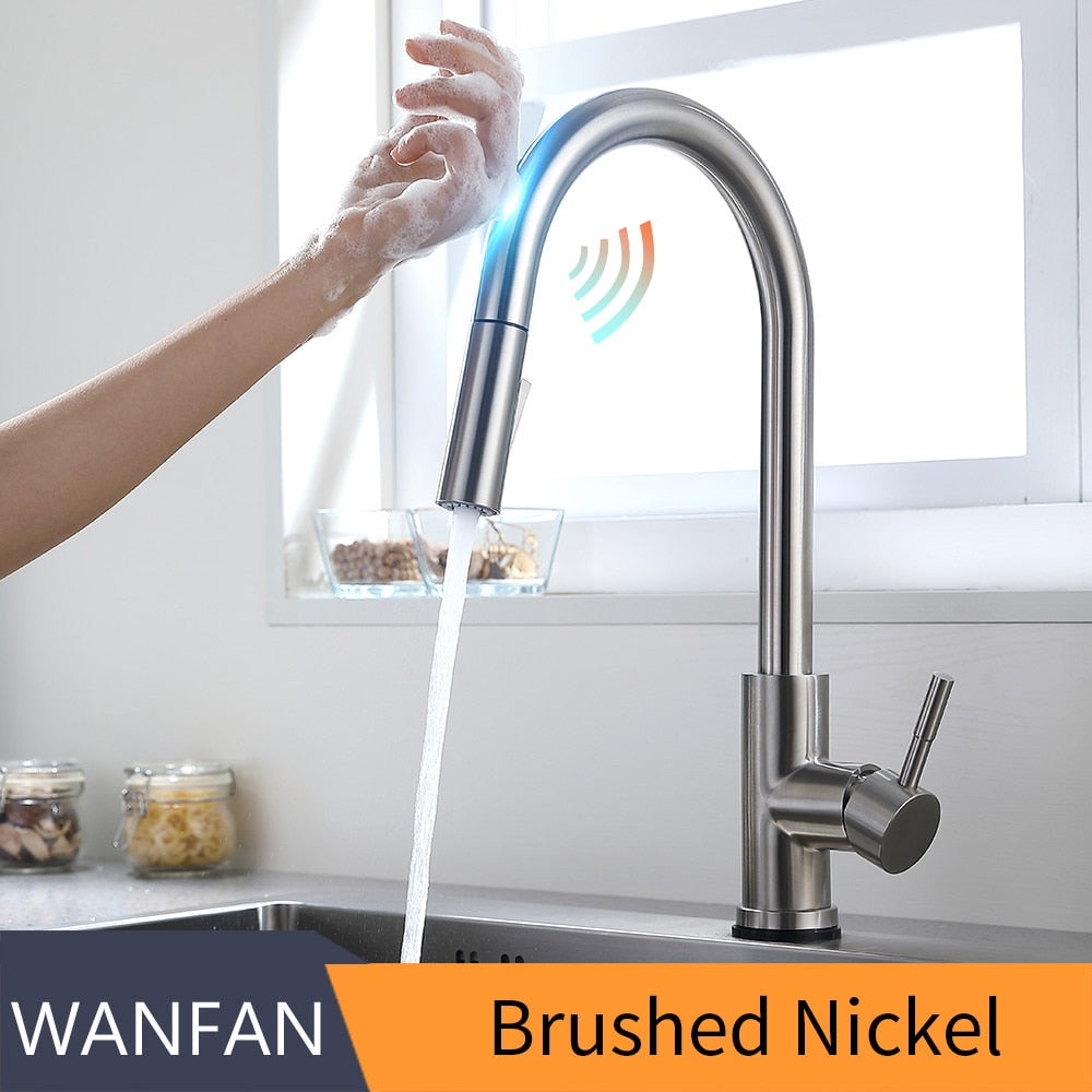 Sensor Kitchen Faucets Brushed Gold Smart