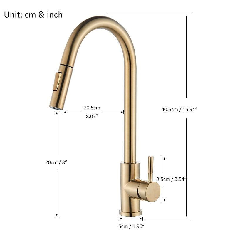 Brushed Gold Kitchen Faucet Pull Out Kitchen Sink