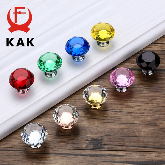 Diamond Shape Design Crystal Glass Knobs Cupboard
