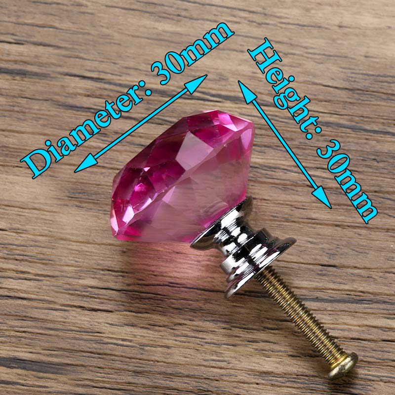 Diamond Shape Design Crystal Glass Knobs Cupboard