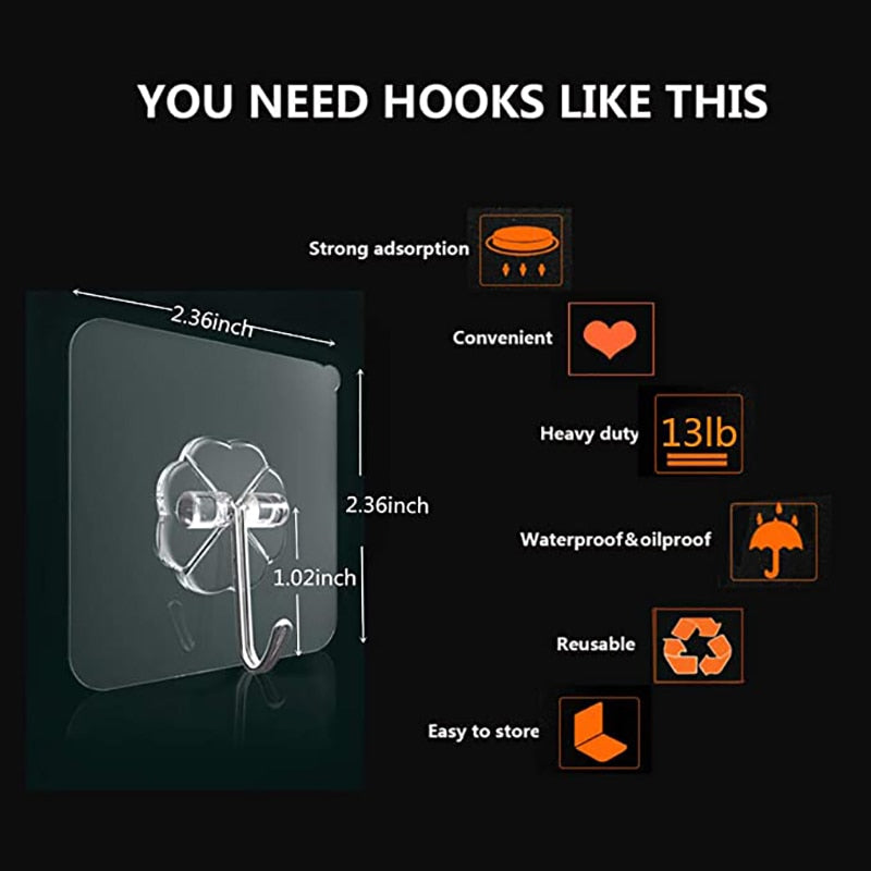 Transparent Hooks for Bathroom Self Adhesive