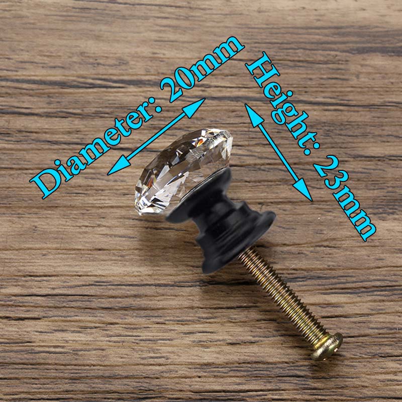 Diamond Shape Design Crystal Glass Knobs