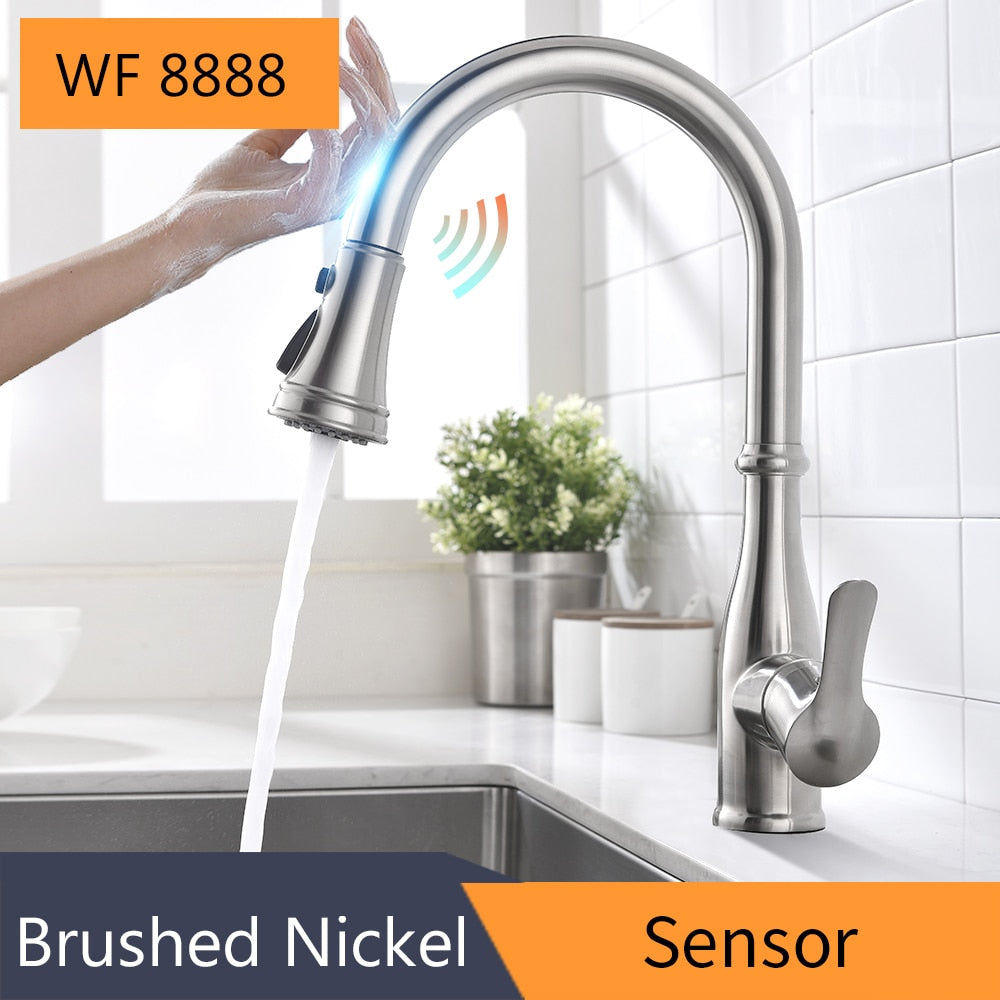 Sensor Kitchen Faucets Brushed Gold Smart