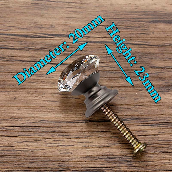 Diamond Shape Design Crystal Glass Knobs Cupboard