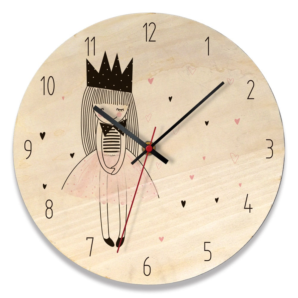 Nordic Cartoon creative Pink Princess wall clock