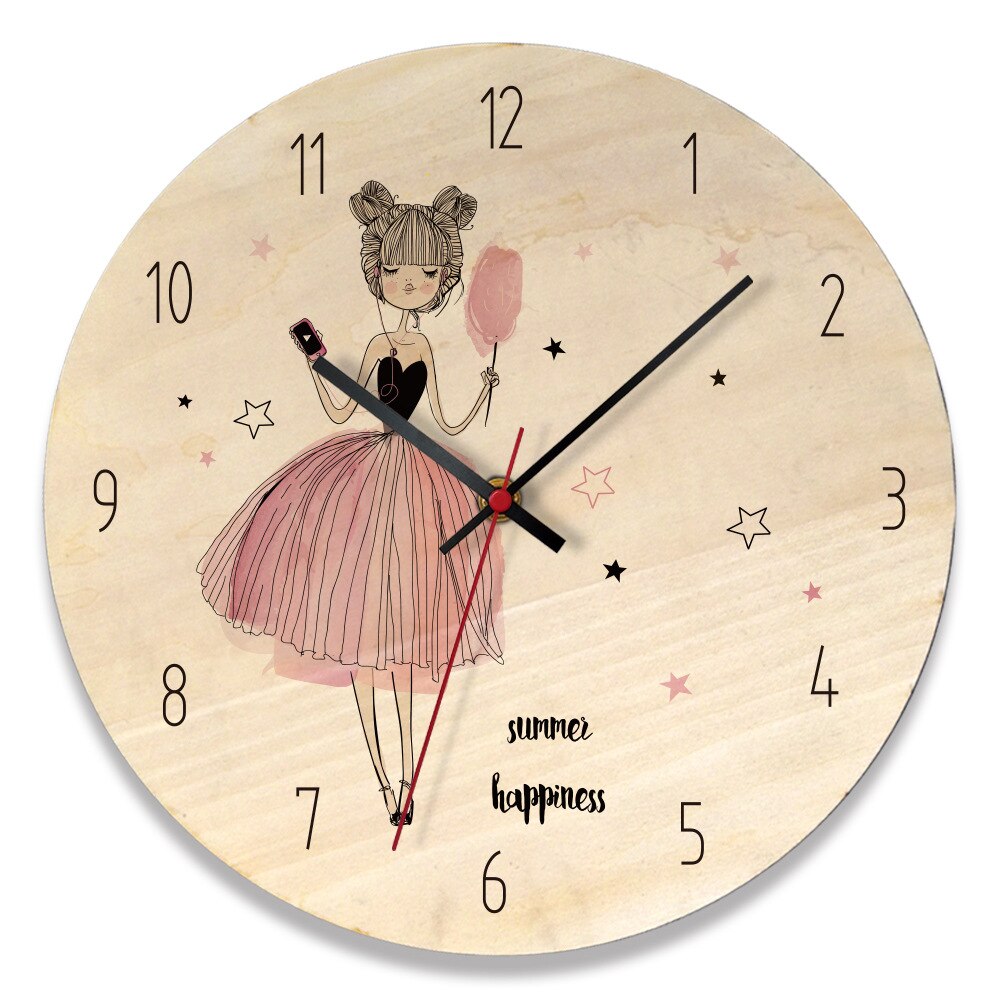 Nordic Cartoon creative Pink Princess wall clock