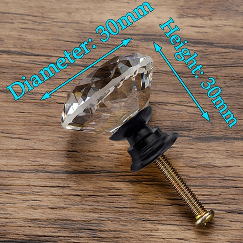 Diamond Shape Design Crystal Glass Knobs Cupboard