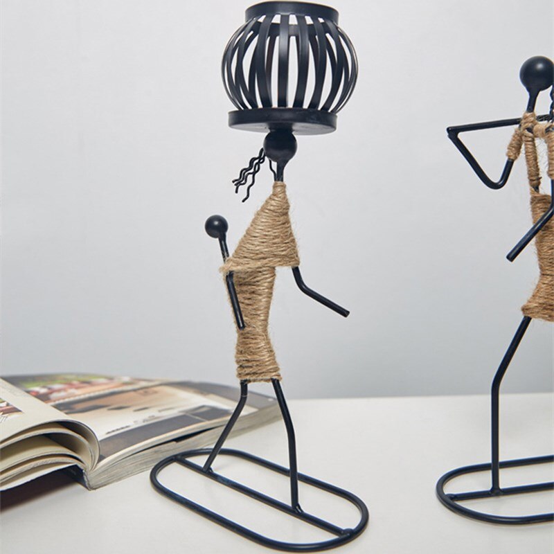Metal Candlestick Abstract Character Sculpture