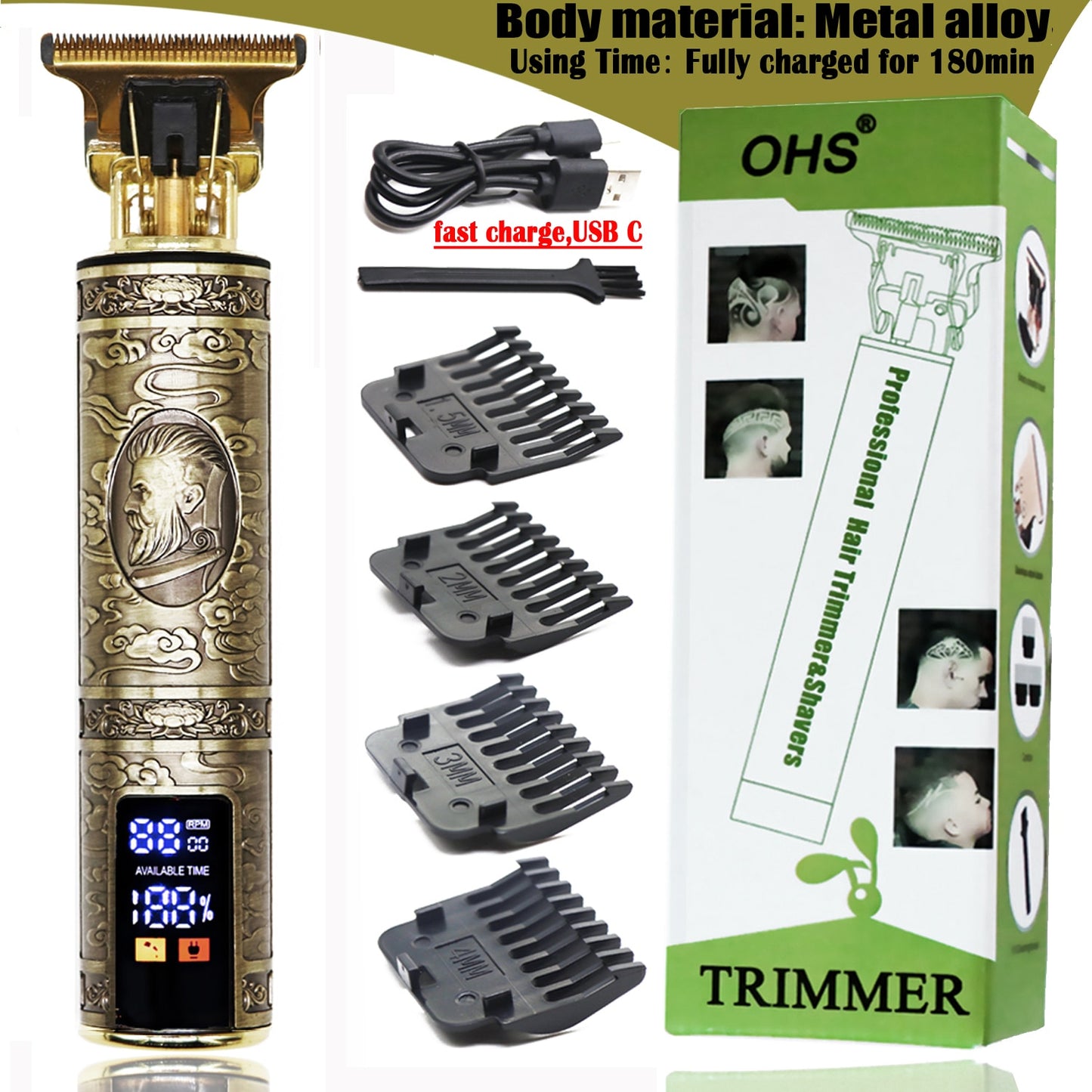 T9 Professional LCD Display Electric Hair Clipper