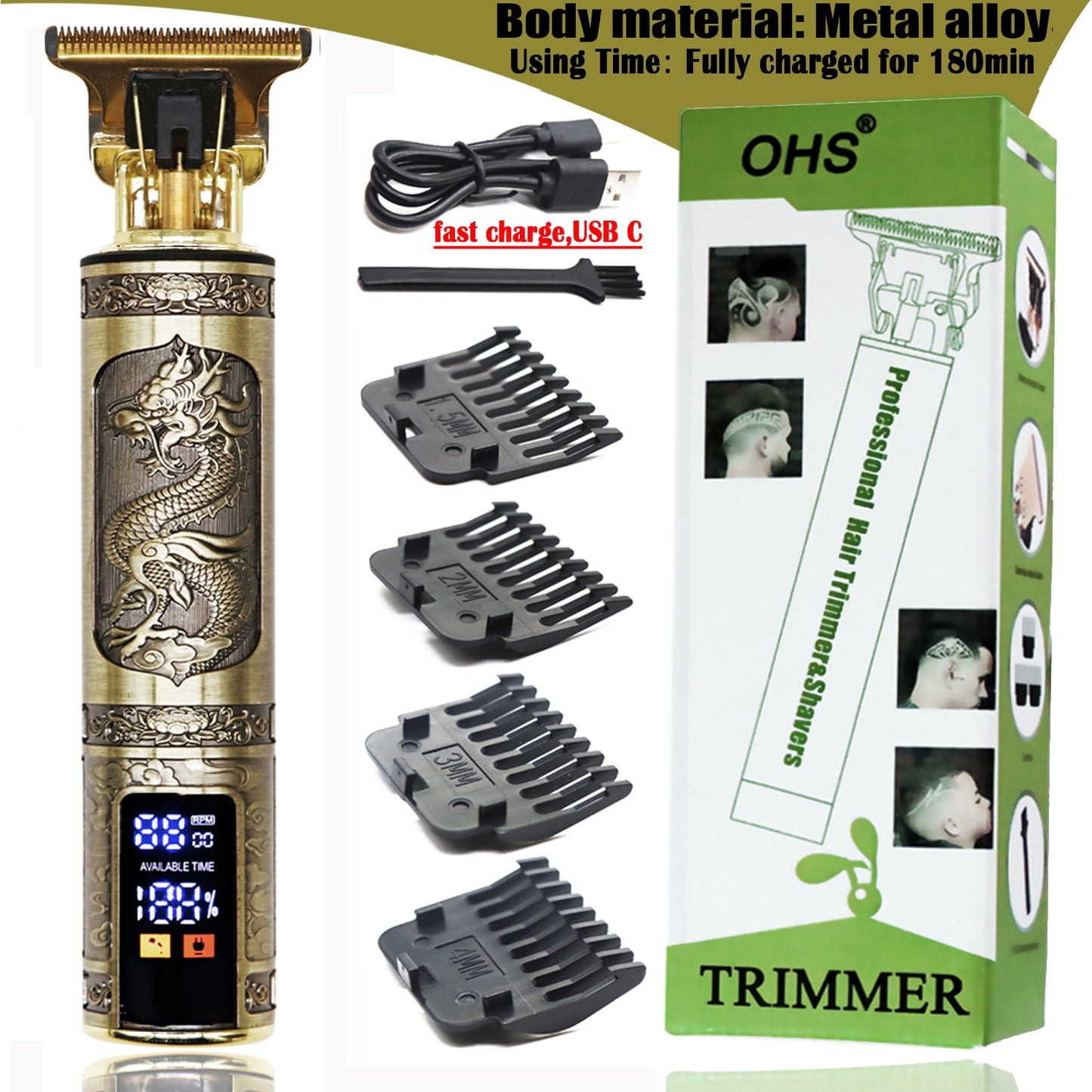 T9 Professional LCD Display Electric Hair Clipper