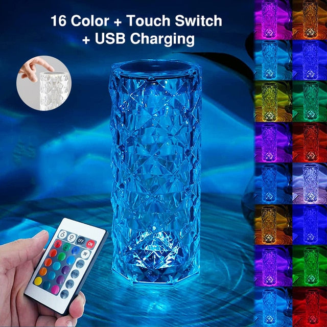LED Crystal Table Lamp Rose Light Projector