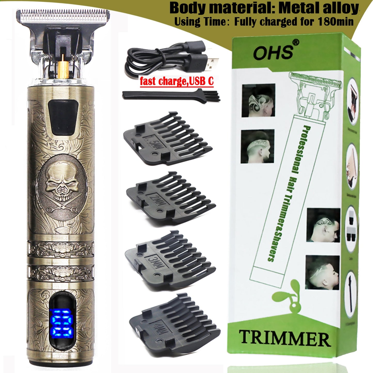 T9 Professional LCD Display Electric Hair Clipper