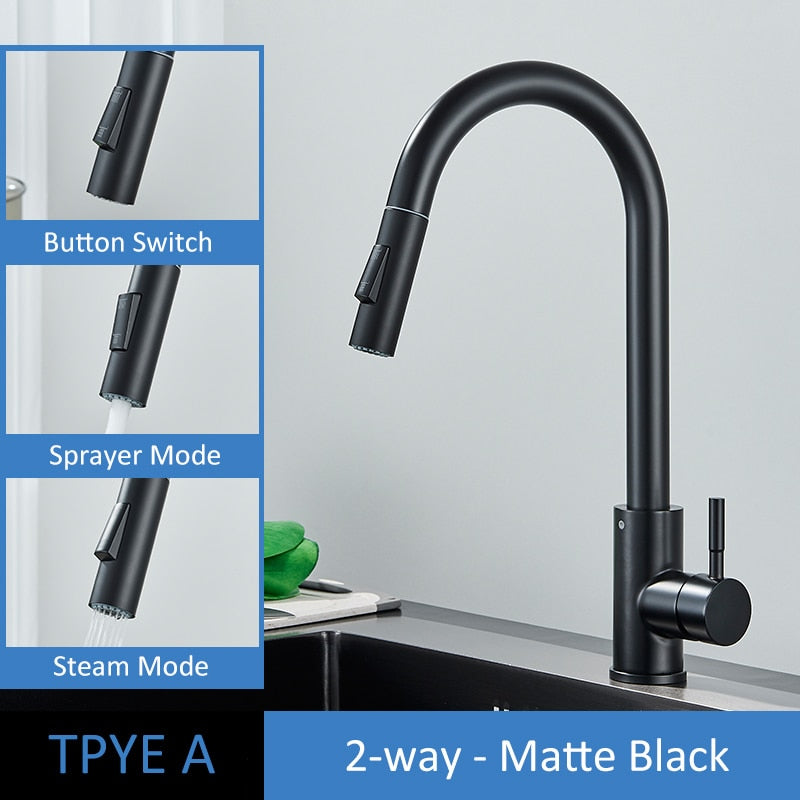 Brushed Gold Kitchen Faucet Pull Out Kitchen Sink