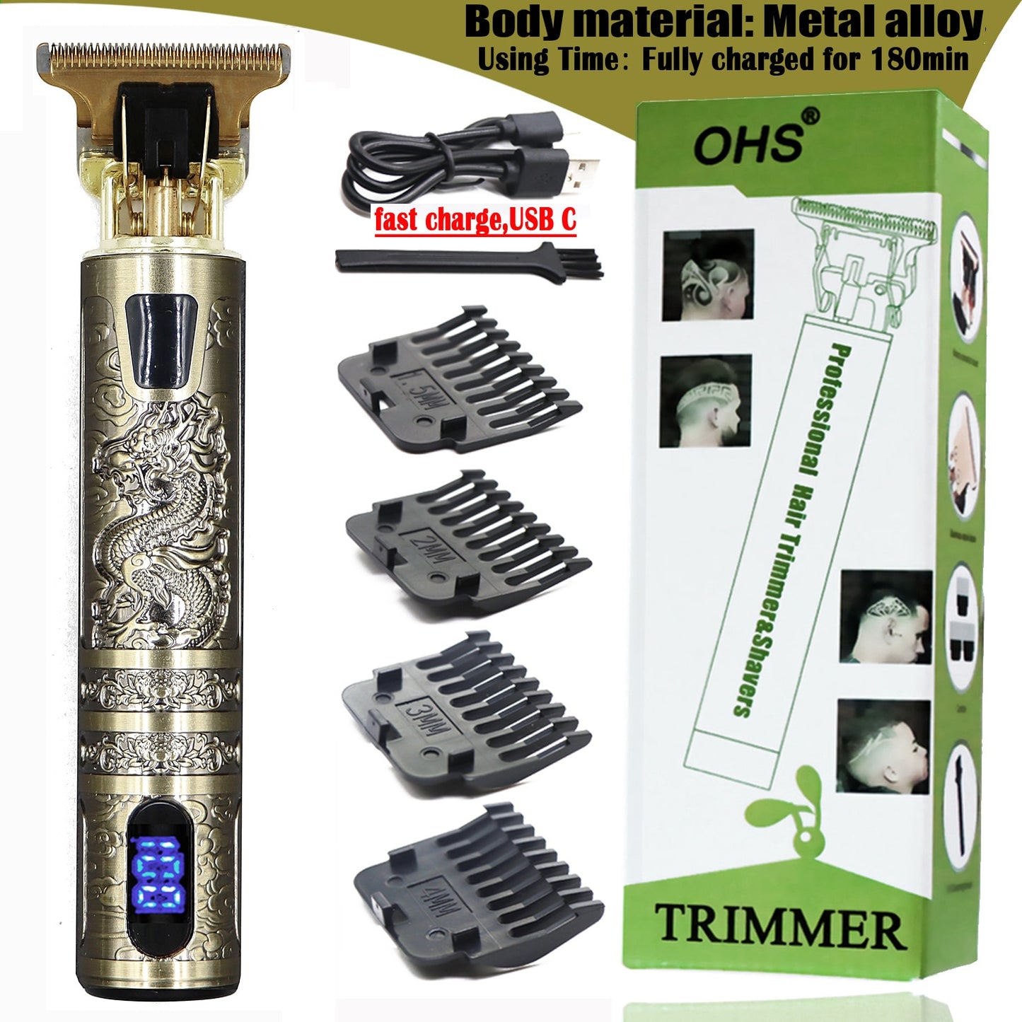 T9 Professional LCD Display Electric Hair Clipper