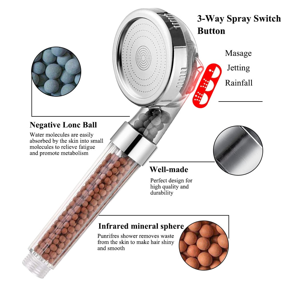 3 Modes Bath Shower Adjustable Jetting Shower