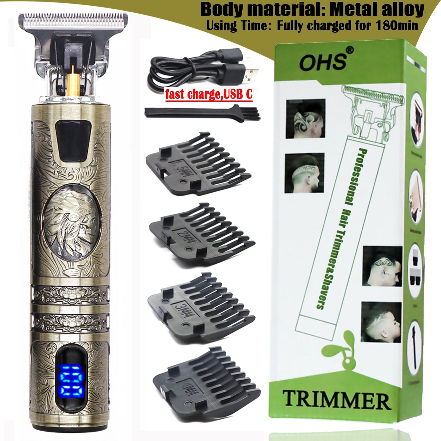 T9 Professional LCD Display Electric Hair Clipper