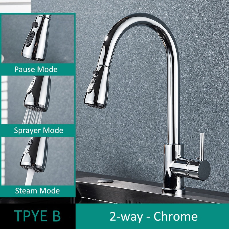 Brushed Gold Kitchen Faucet Pull Out Kitchen Sink