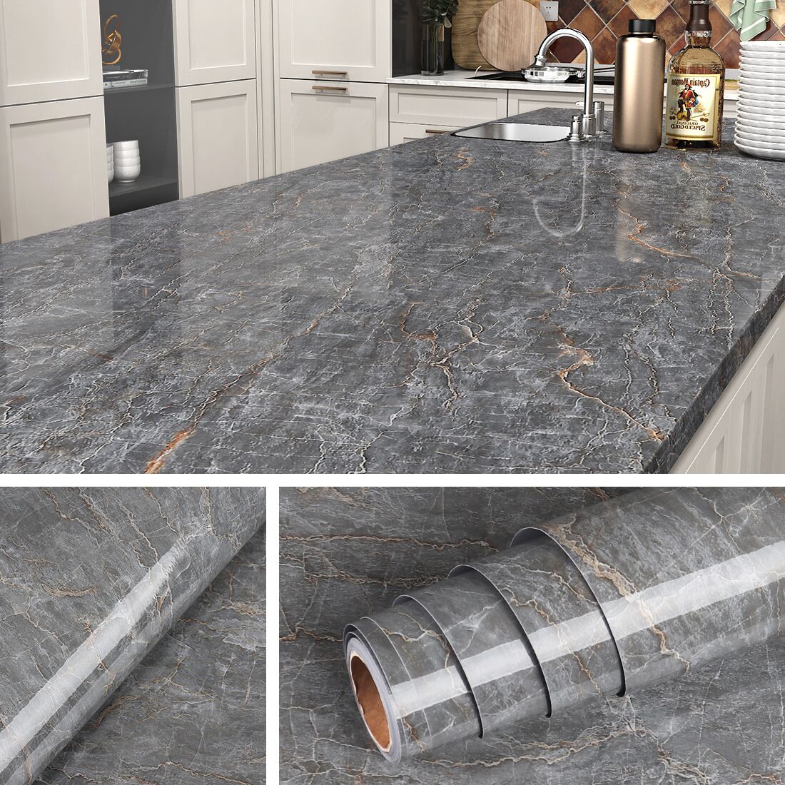 Waterproof Marble Self Adhesive Wallpaper Vinyl Film