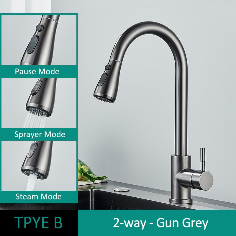 Brushed Gold Kitchen Faucet Pull Out Kitchen Sink