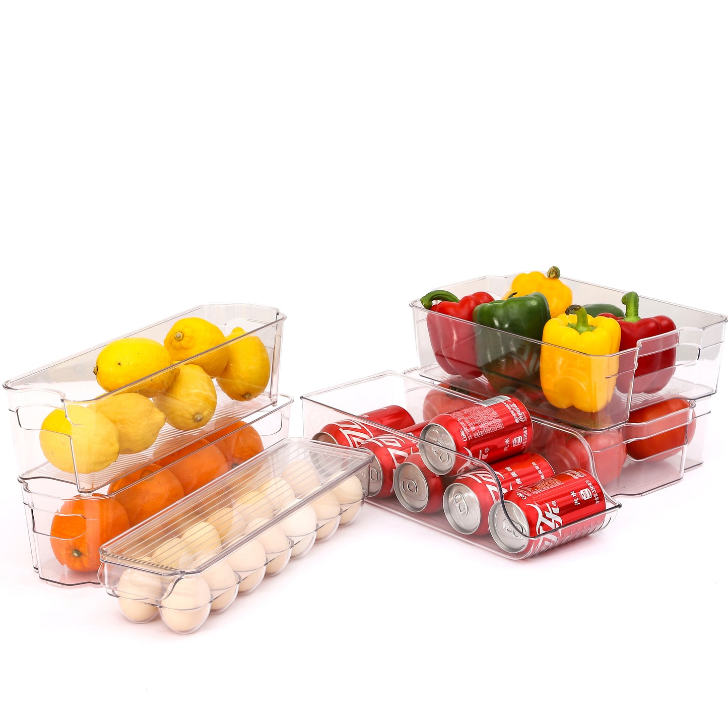 6 pieces Refrigerator Organizer Refrigerator Storage Set Plastic Transparent
