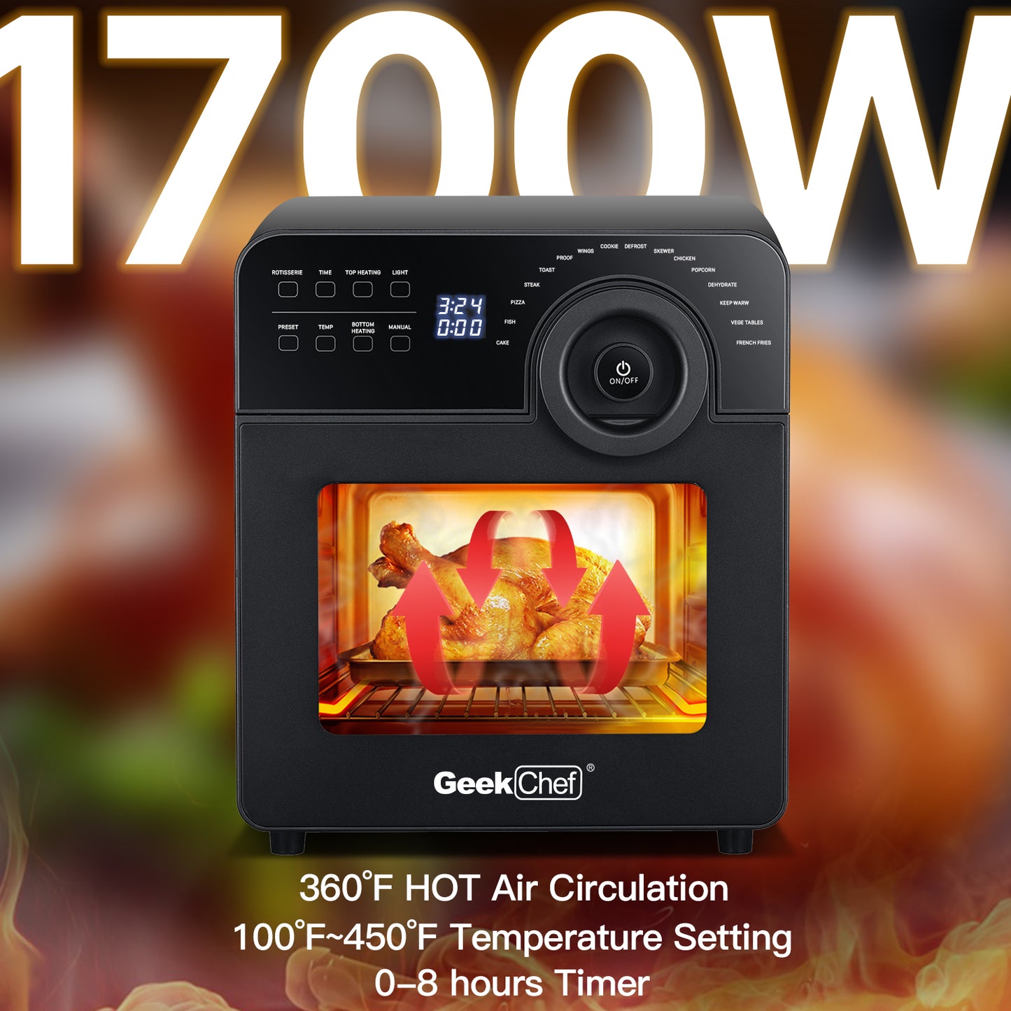 GRILL Reinigung Geek Chef Air Fryer Oven Toaster 4 Slice Toaster