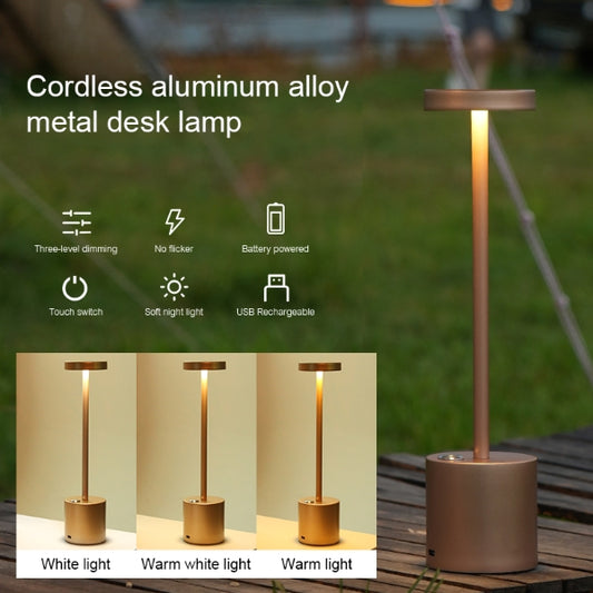 LED Aluminum Rechargeable Desk Lamp Touch Dimming Metal Table Lamps