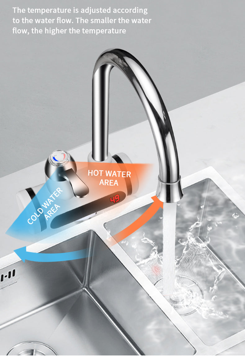 Kitchen Electric Water Tap Water Heater Temperature Display Cold Heating